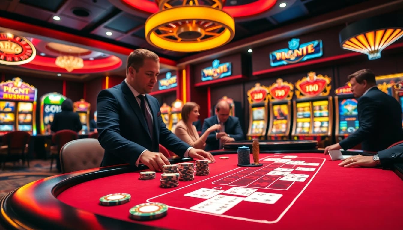 Experience thrilling casino excitement at https://nohuu.site/ with vibrant poker tables and spinning roulette wheels.