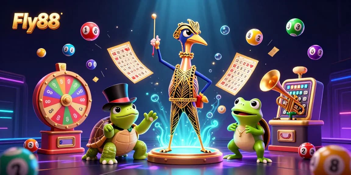 Play exciting games at Fly88 with vibrant animated lottery balls and dynamic casino elements.