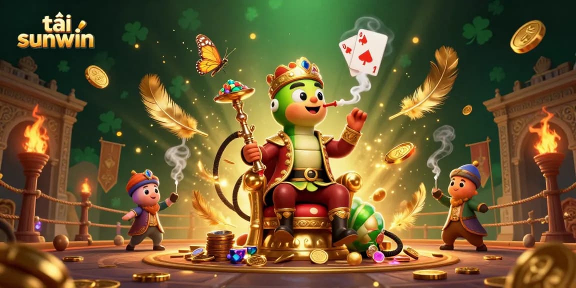 Engage with tải sunwin in this vibrant casino-themed scene featuring a caterpillar hookah-master.
