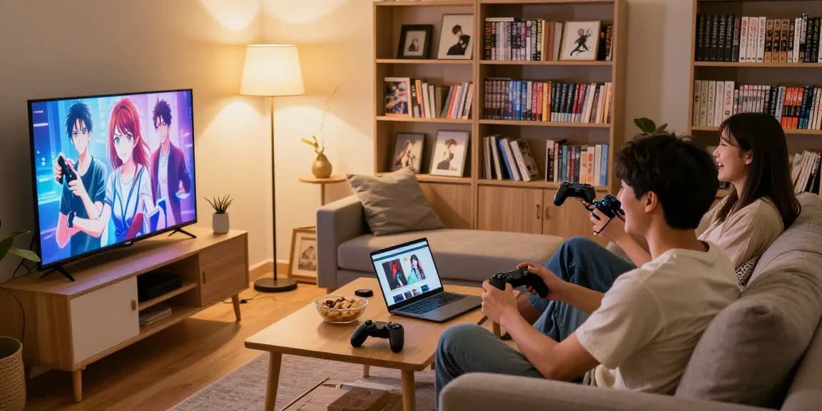 Engaged players enjoying free ecchi games in a cozy living room