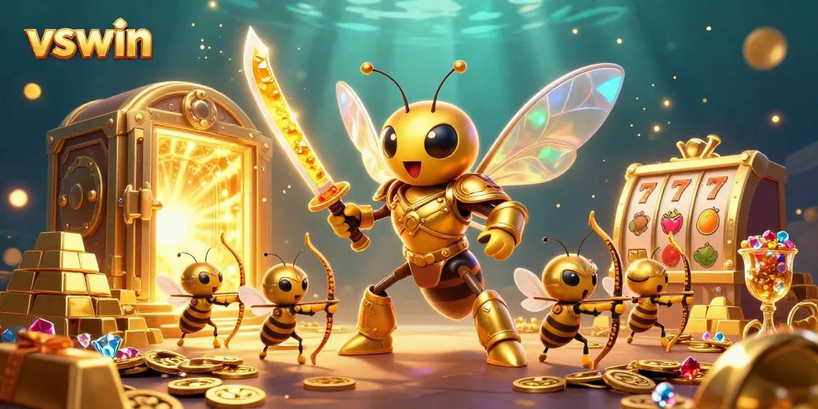Engage in thrilling casino adventures with VSwin's vibrant 3D illustration featuring action-packed gaming elements.