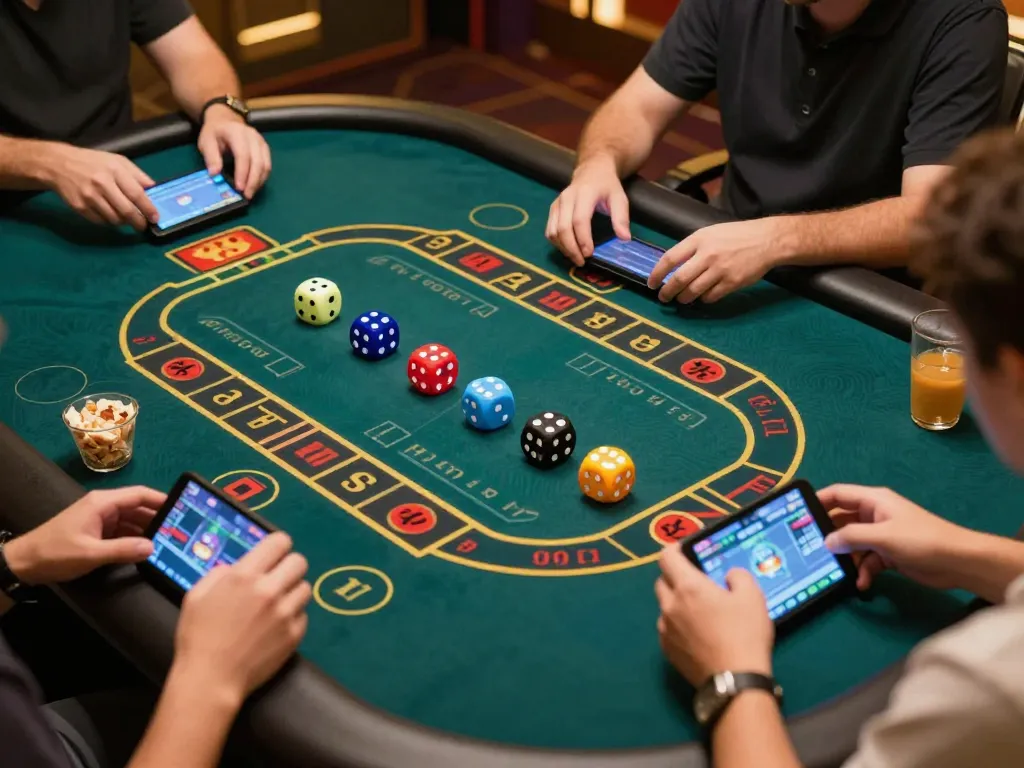 Players engaging in an interactive tài xỉu online game experience on their devices in a cozy home setting