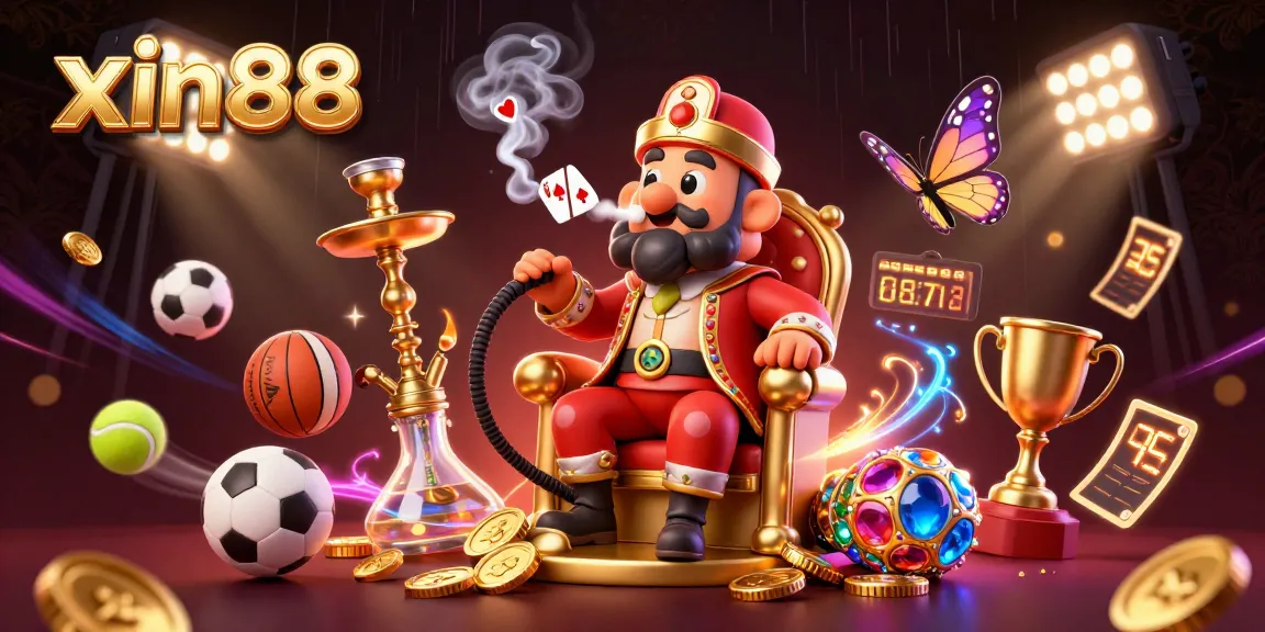 Experience the thrill of xin88 with dynamic sports elements and casino visuals in 3D illustration.