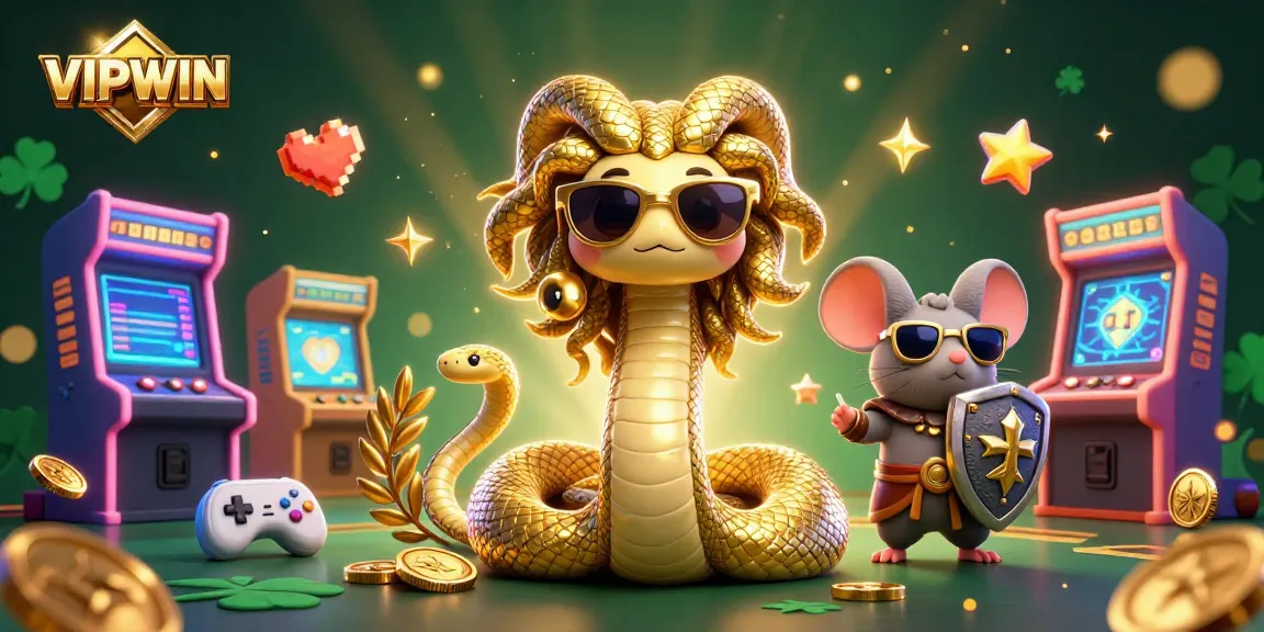 Engage in VIPWIN's vibrant casino adventure filled with illuminated game elements and dynamic characters.
