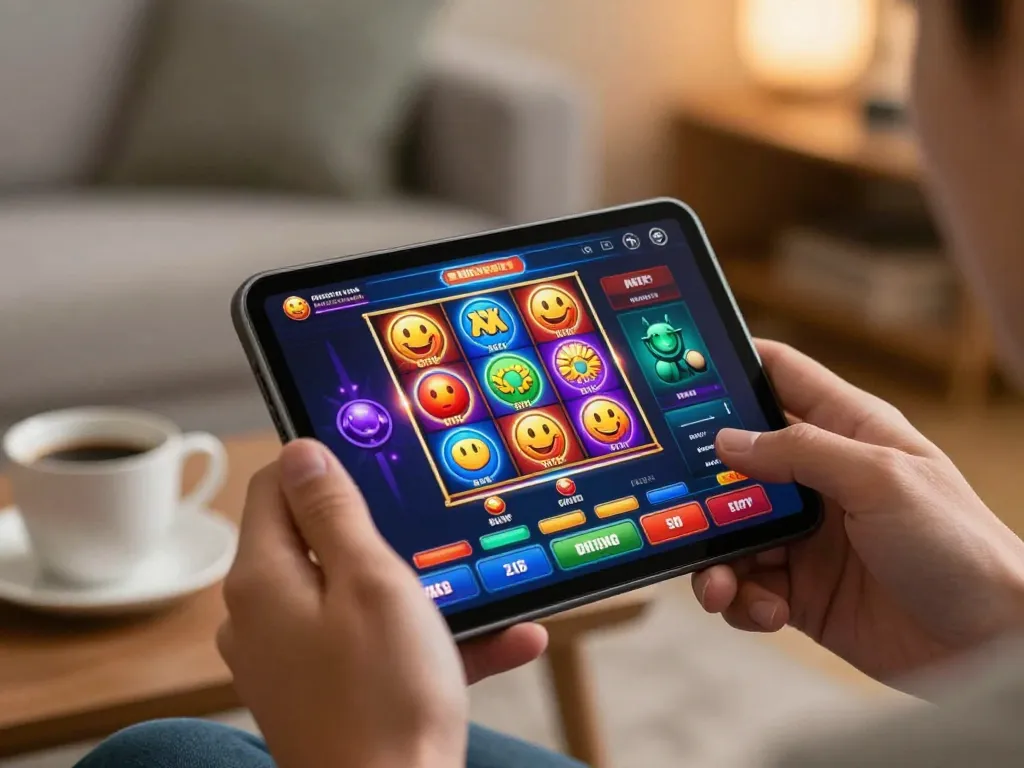 Engaging online gaming session on smartphone with vibrant 58win slot games displayed