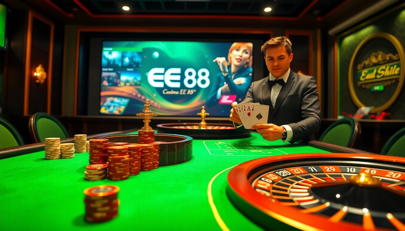 Experience high-stakes excitement with EE 88 at a luxurious casino table setup.