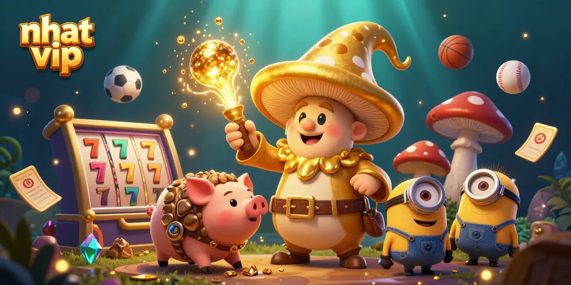 Nhat vip gameplay featuring dynamic casino elements and a magical golden wizard scene.