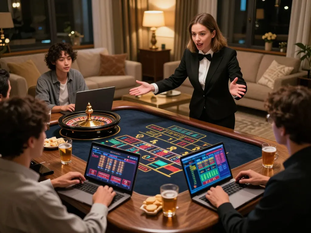 Engaged players enjoy nk888 live dealer games in a cozy home setting, highlighting strategic gameplay and interaction.