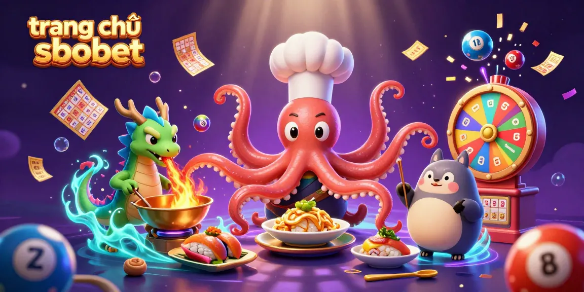 Engage with the vibrant world of trang chủ sbobet where a chef octopus, dragon, and tanuki customer unite in a dynamic gaming scene.