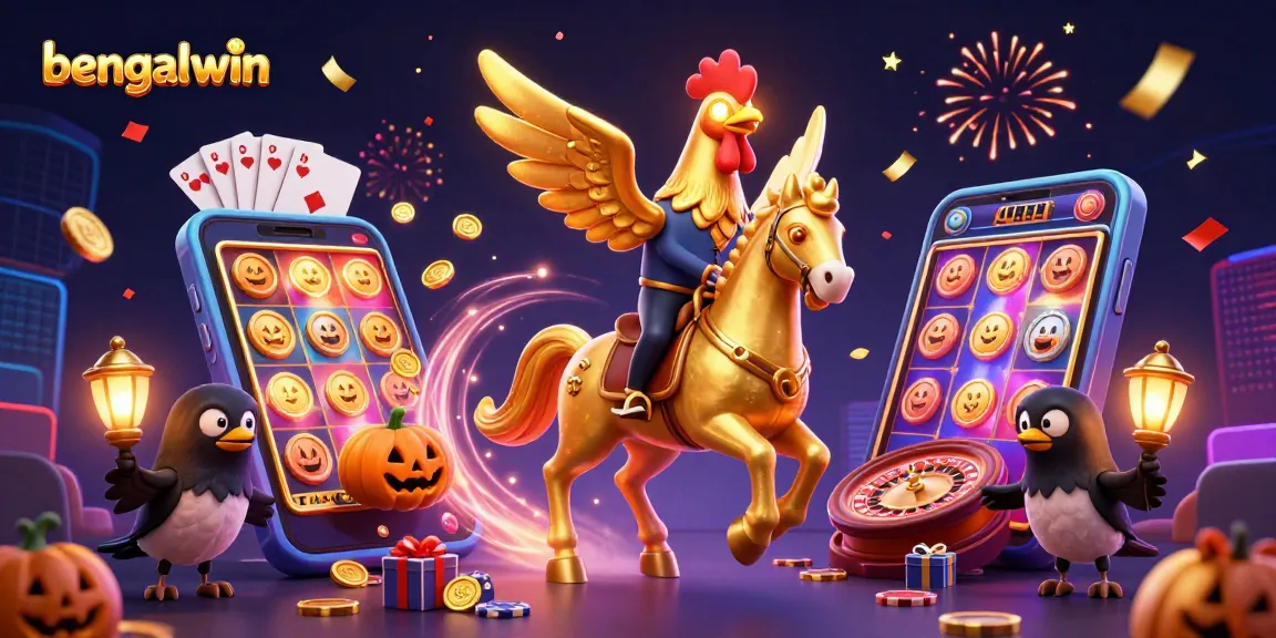 Bengalwin casino illustration showcasing exciting gaming action with colorful slot games and vibrant elements