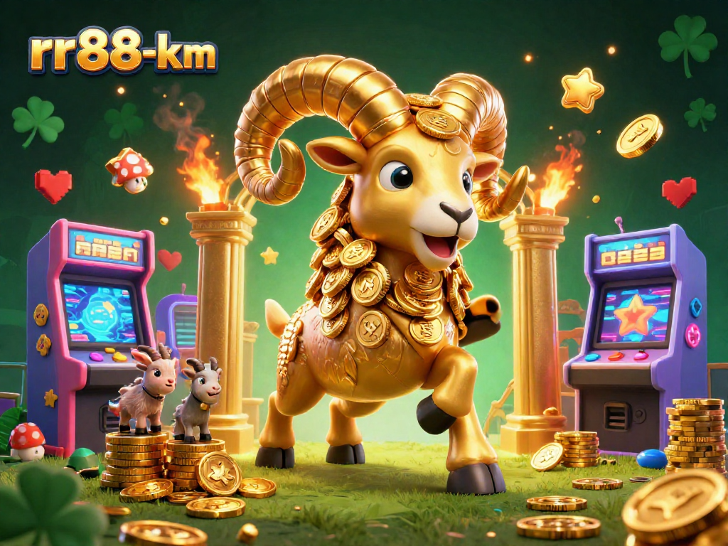 Experience excitement with rr88-km as a golden ram charges through a lively casino scene.
