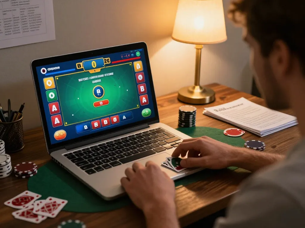 Engaging with online blackjack at man88, showcasing vibrant gameplay and strategic notes.