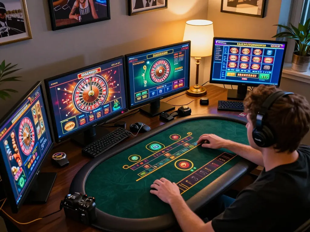 Engaging online gambling experience on multiple screens showcasing bl5555 games in action
