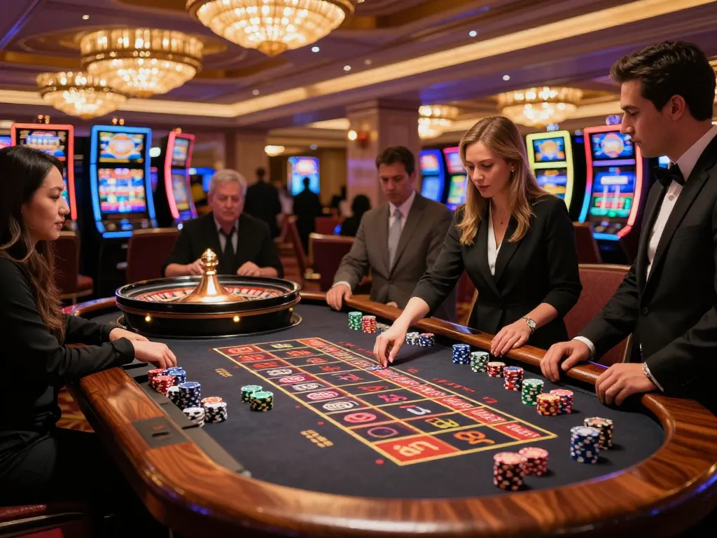 Placing bets at a roulette table with vibrant ambiance, showcasing 88aa casino excitement