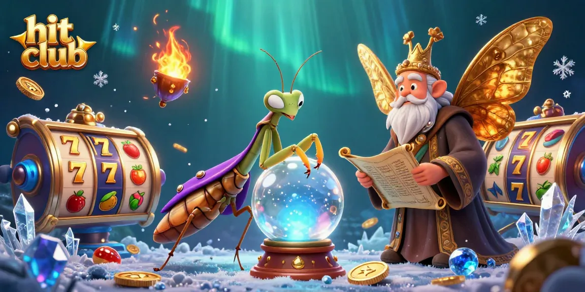 Winning at hit club with a 3D fantasy scene of a mantis fortune teller and ancient scrolls.
