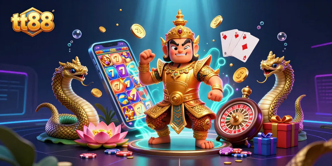 Engage in tt88 casino excitement with 3D characters, slot games, and vibrant gambling elements.