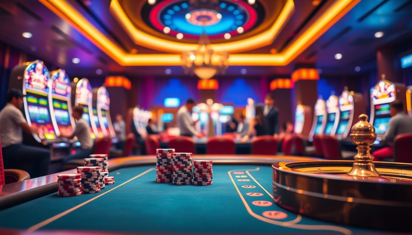 Experience king 88 excitement with vibrant gaming tables and high-stakes chips in a luxurious casino.
