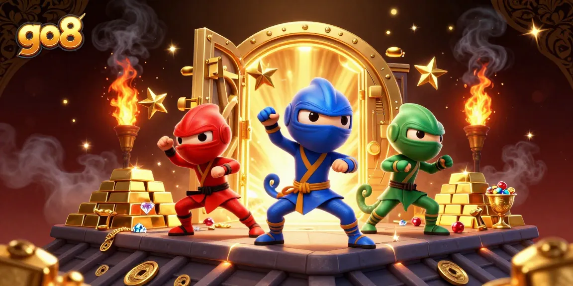 Engaging go8 online casino theme with ninja chameleons showcasing dynamic synchronized actions.