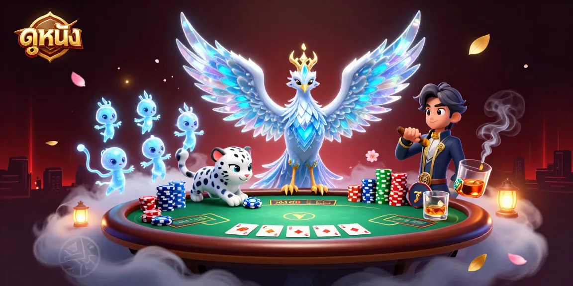 Experience immersive ดูหนัง action with a vibrant casino-themed scene featuring whimsical characters and engaging poker elements.
