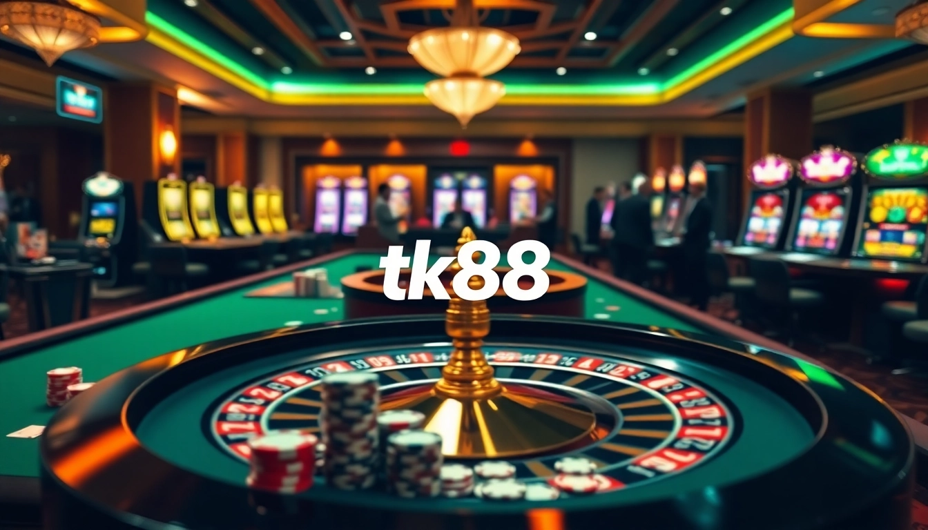 Play thrilling games at trang chủ tk88 with vibrant slot machines and elegant casino tables.
