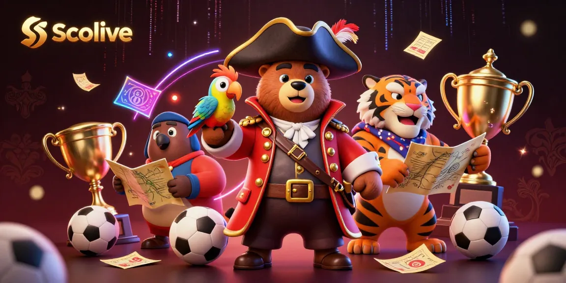 Socolive sports betting action, featuring a pirate captain bear and tiger with vibrant elements illustrating live game excitement.