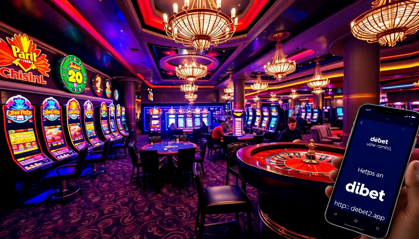 Exciting scene of gambling at a modern casino featuring https://debet2.app/ online betting interface.