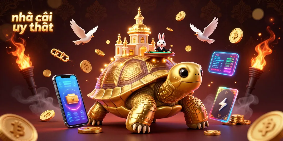 Engage with nhà cái uy tín through this vibrant illustration showcasing a golden tortoise casino.