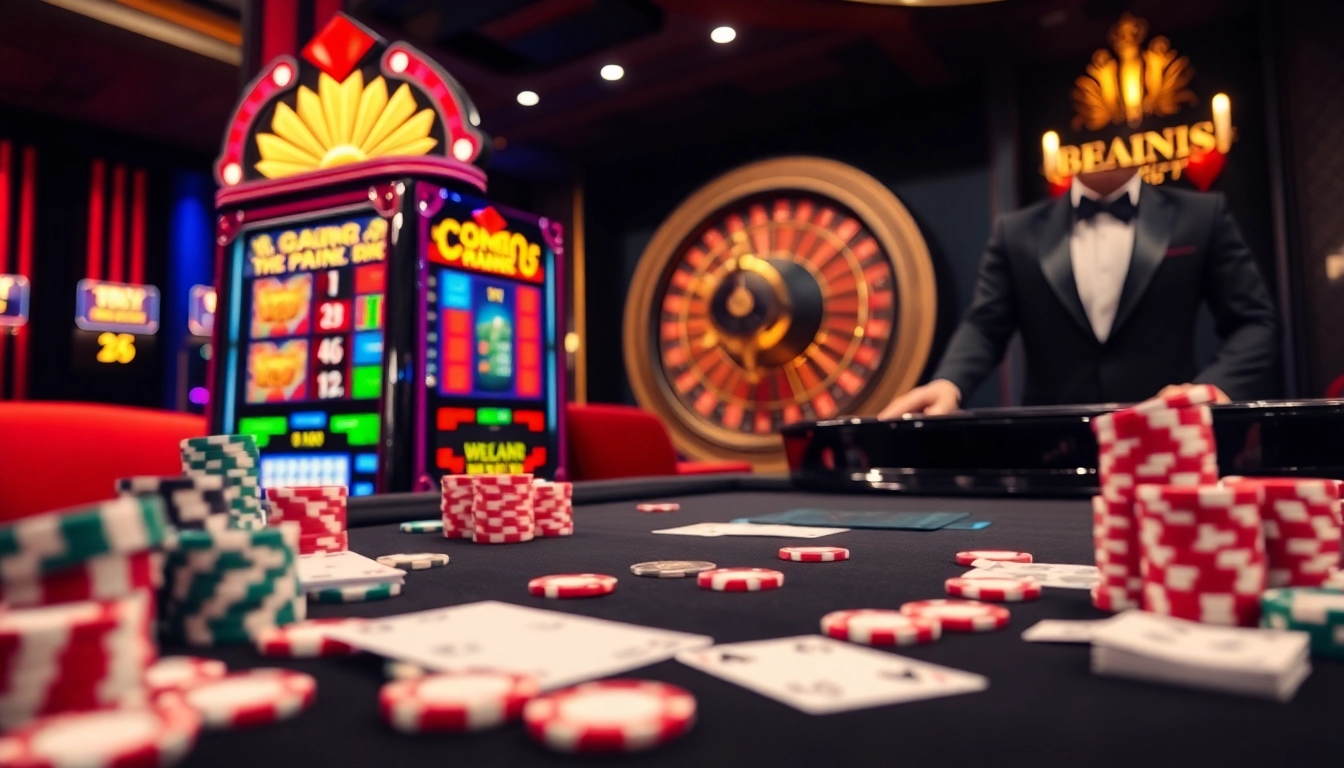 Bl555 offers an exciting online gambling experience with vibrant slot machines and elegant casino tables.