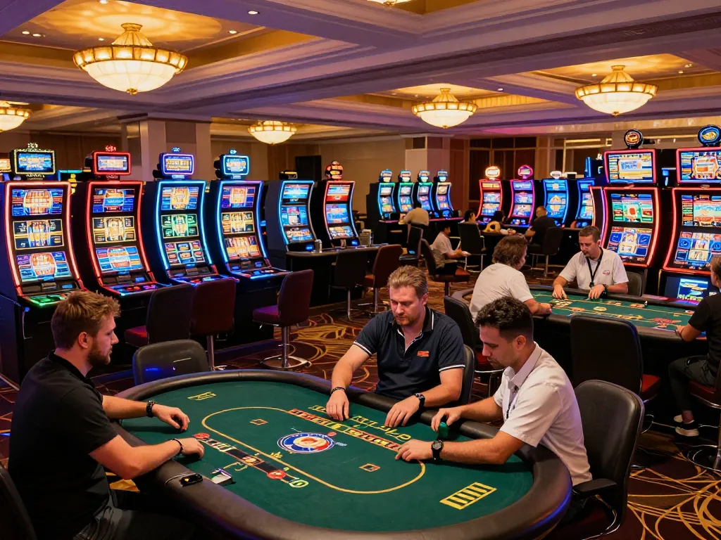 Players enjoying thrilling games at God55 online casino, capturing excitement and vibrant atmosphere.