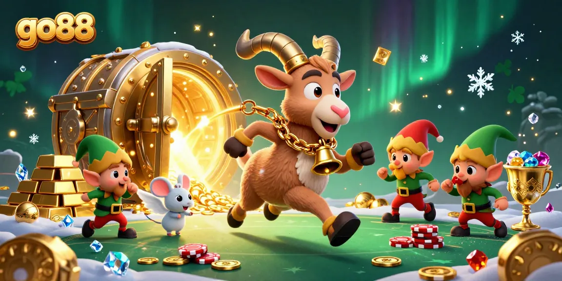 Experience the thrilling world of go88 with a festive 3D casino scene filled with fun characters and gambling action.