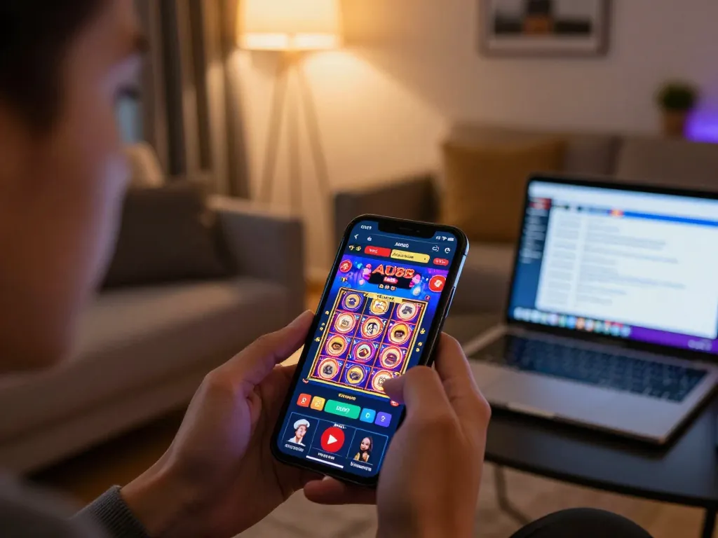 Engaging gameplay on the AU88 mobile app with vibrant slot visuals and strategic notes.