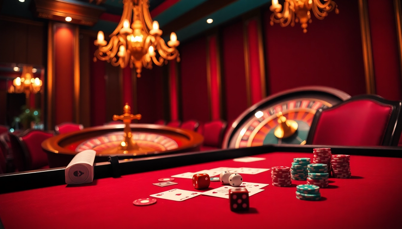 Engage in a thrilling poker game at a luxurious casino table, showcasing chotruyen with vibrant colors and atmosphere.