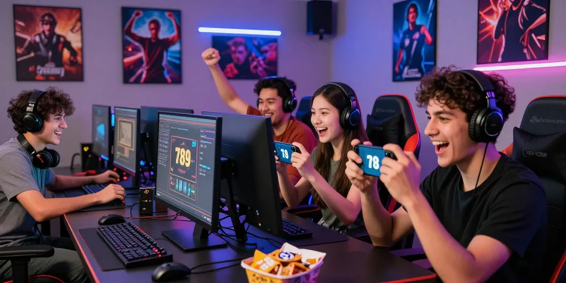 Engaged friends celebrating a win at the 789 club online gaming platform in a vibrant environment.