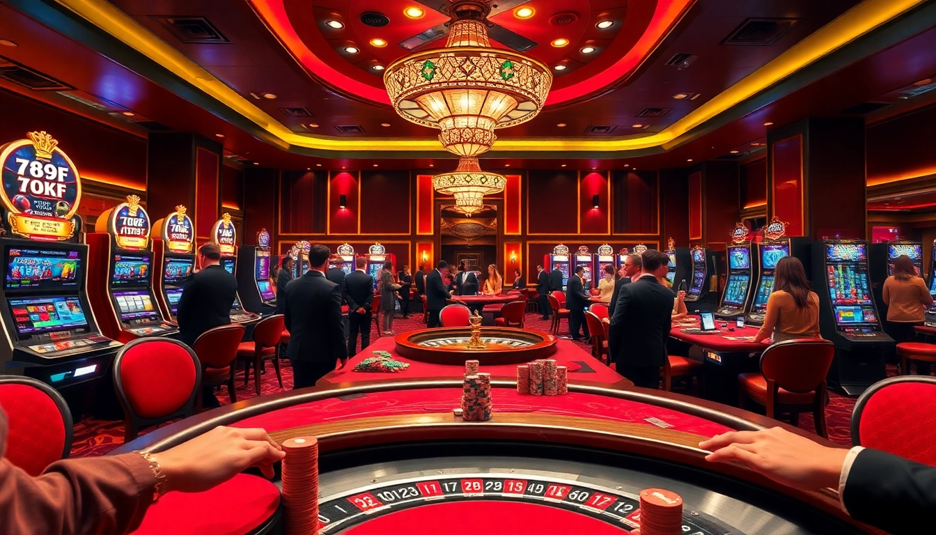 Experience the thrill of gambling at 789F with luxurious casino tables and vibrant atmosphere.