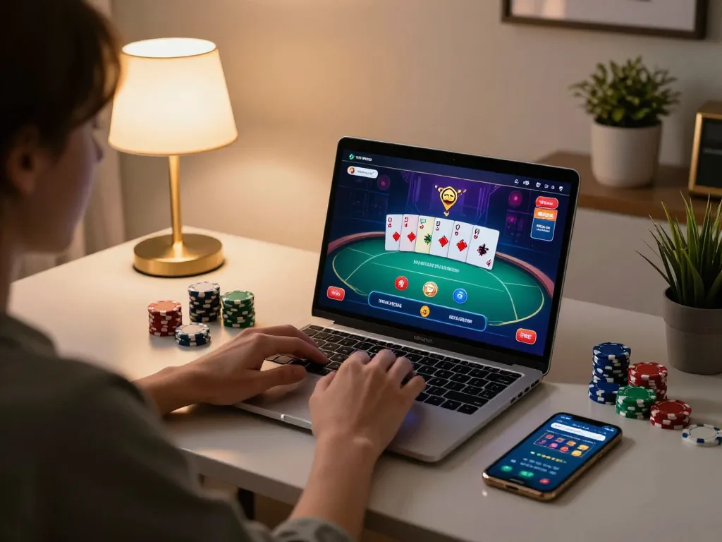 Engaging online gambling experience on https://mm88.reisen/ with vibrant poker game and cozy atmosphere.