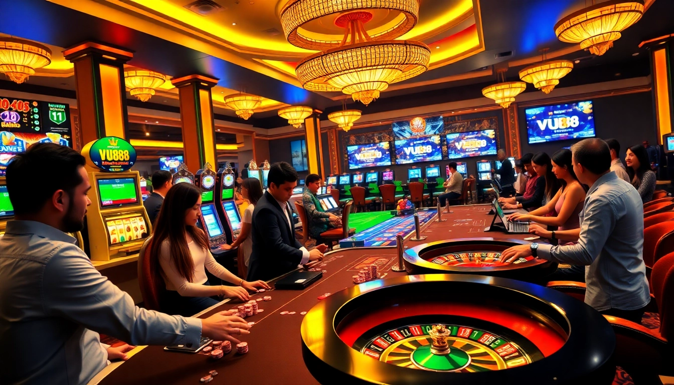 Experience the thrills at VU88 with an upscale casino atmosphere featuring engaging gaming tables.