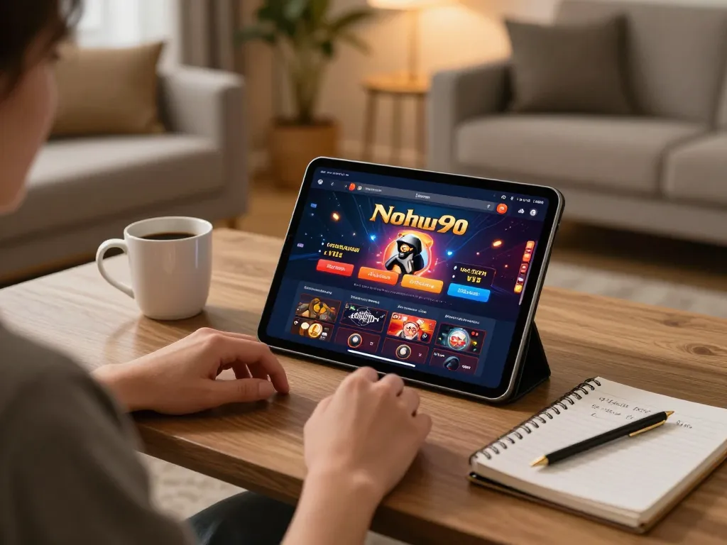 Nohu90 player strategizing for optimal odds while enjoying a comfortable gaming setup