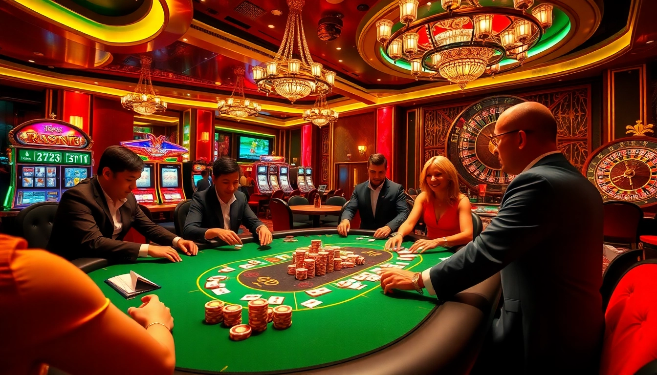 Experience the thrill of gambling with vibrant casino visuals at https://bet88e.gold/, showcasing poker action and elegant ambiance.