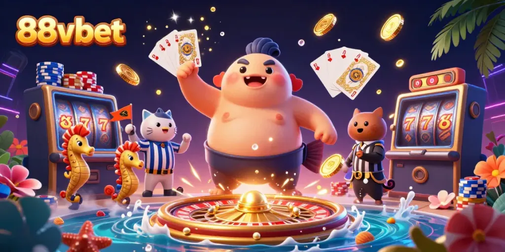 Experience thrilling casino fun with 88vbet as animated characters showcase exciting games and vibrant visuals.