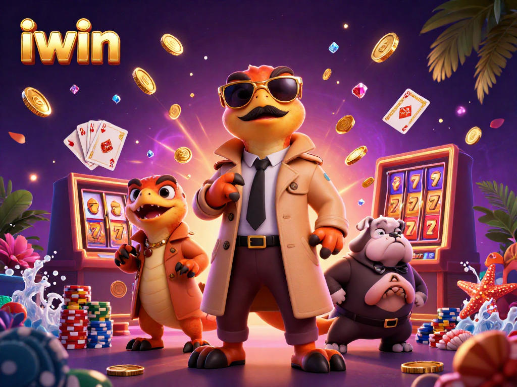 iwin raptors in a trench coat entering a VIP casino surrounded by sparkling gems and coins