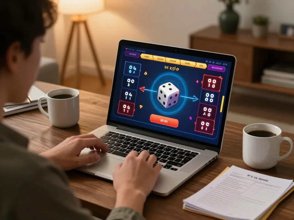 Engaging in tài xỉu online uy tín with an elegant gaming setup and strategic notes visible