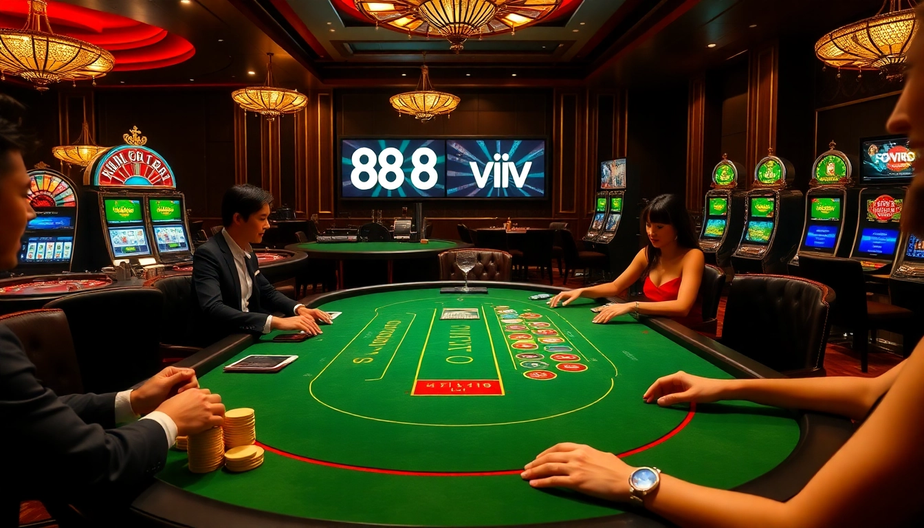Experience thrilling gameplay at 888 vi casino with vibrant poker chips and dazzling slot machines.
