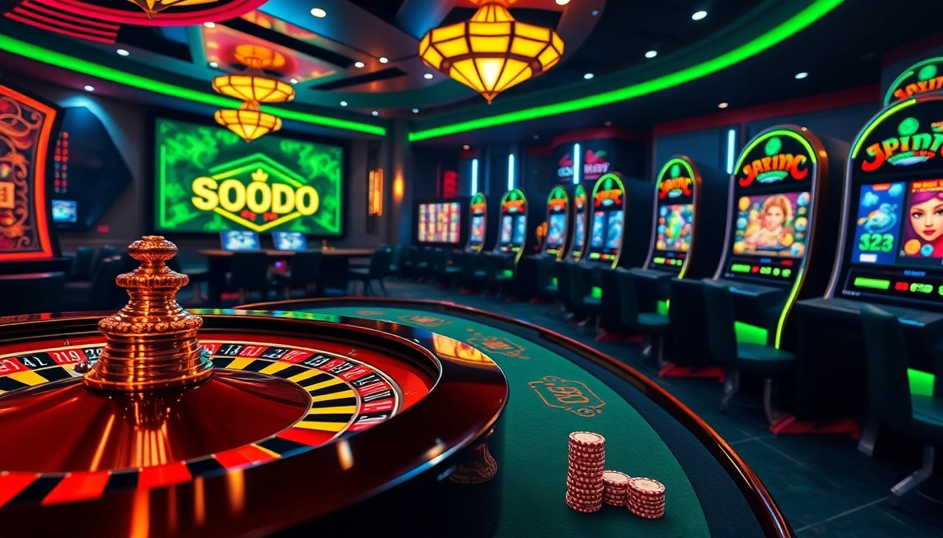 Experience the thrill of SODO66 online gambling with vibrant casino visuals and engaging gameplay.