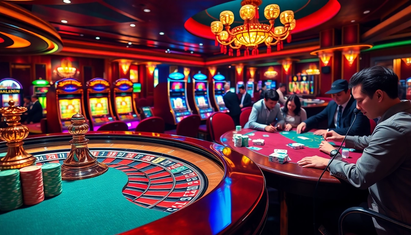S666HN.COM engaging casino scene with a roulette table, colorful chips, and excited players.