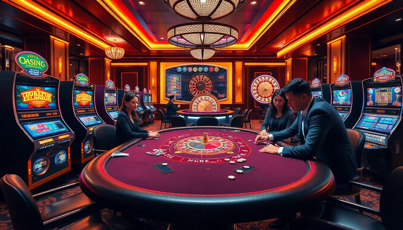 Experience the thrill of open88 with high-stakes poker action at a luxurious casino table.