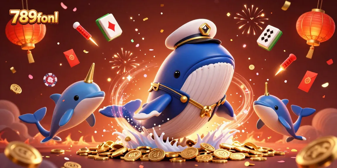 Experience thrilling slot action with 789fonl's vibrant 3D whale and underwater scene.