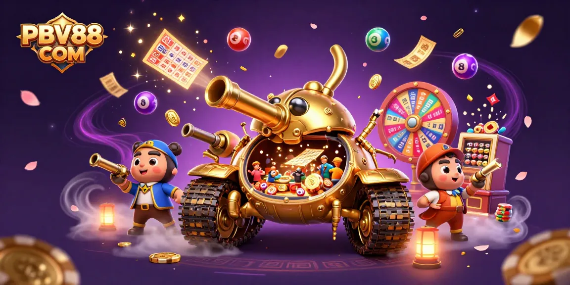 Engage in thrilling casino action with PBV88 COM's vibrant game elements and a colorful lottery atmosphere.