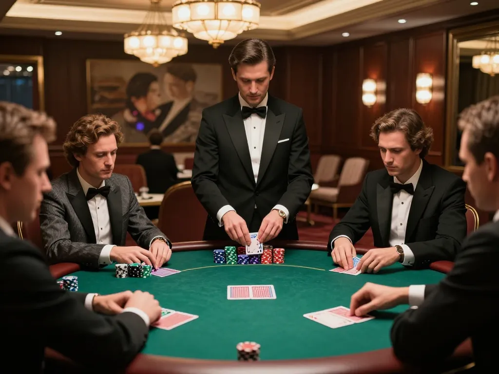 Players engaging in an intense poker game at KUWIN, showcasing luxury and strategic gameplay.