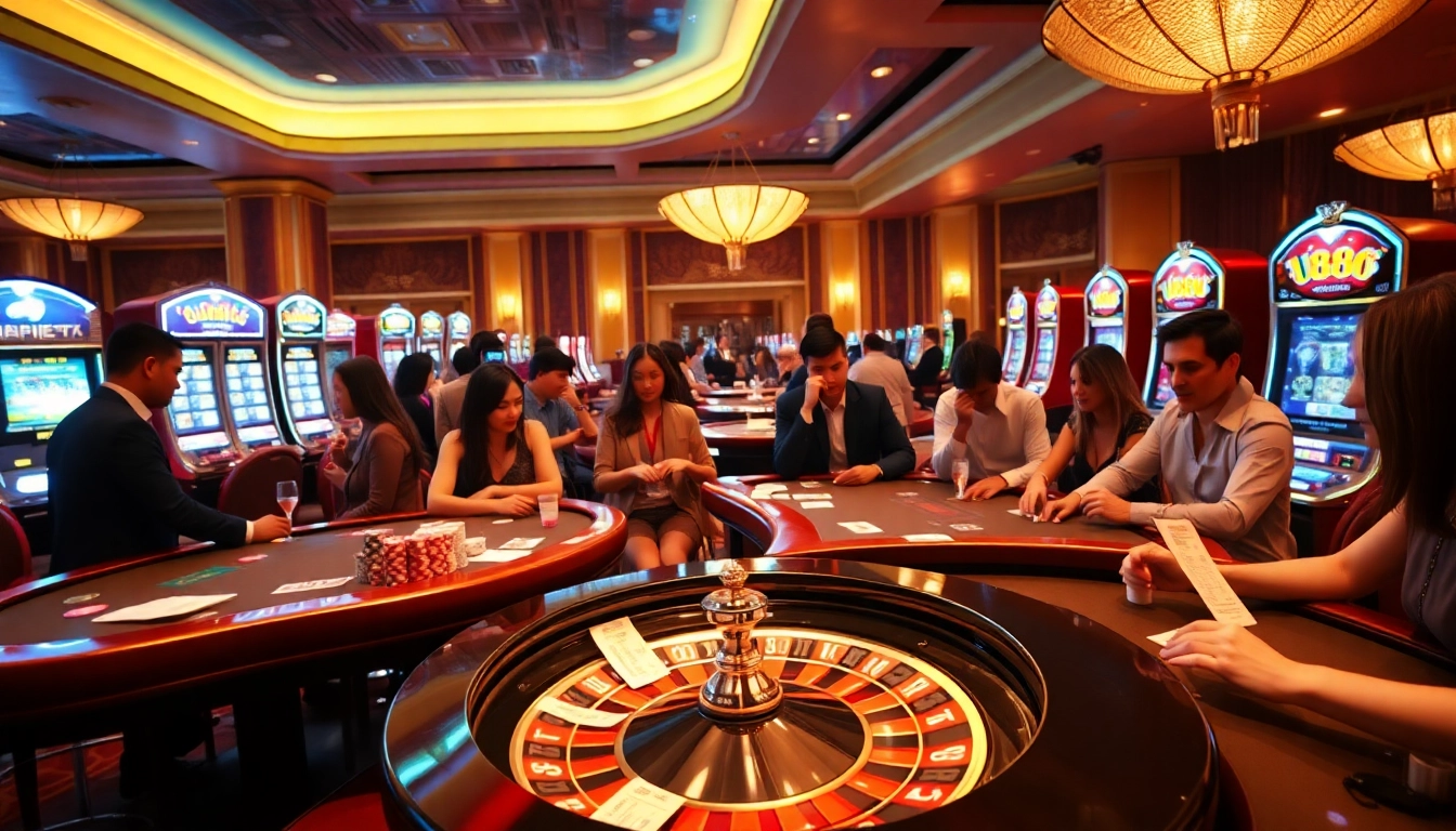 Experience luxury gaming at U888 with vibrant casino tables and exciting slot machines.