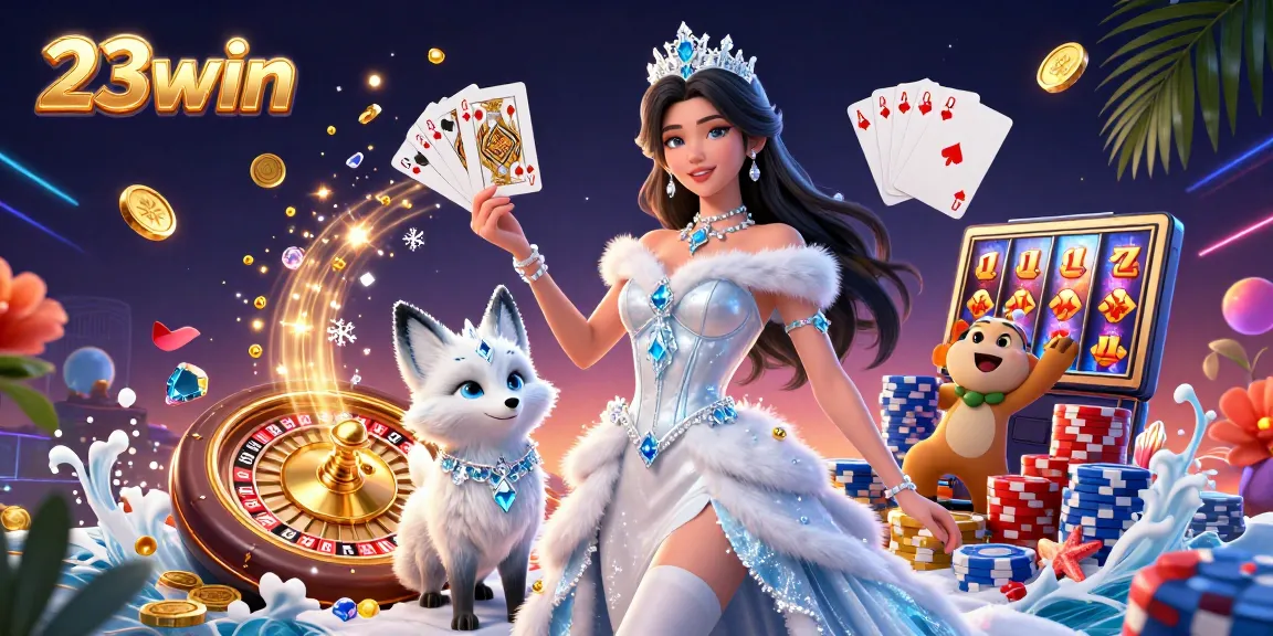 Experience thrilling wins at 23win with captivating casino visuals and festive elements.